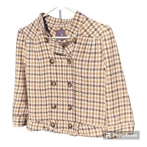 cropped houndstooth jacket blazer lined petite Forever 21 size small petite